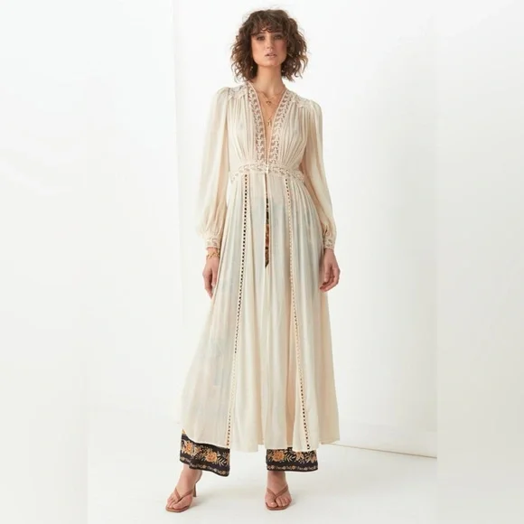 NWT Spell & the Gypsy Le Gauze Lace duster Small new off white dress wedding - Picture 4 of 17